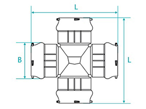 Dibujo técnico Cruceta con bolsas para tubos PVC PBA
