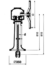 Desenho técnico Pedestal de manobra com engrenagem - 1