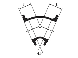 Desenho técnico Curva de 45 com Flanges