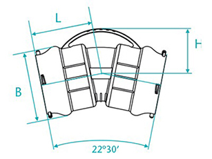 Desenho técnico Curva de 22 com bolsas para tubos PVC PBA