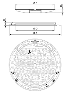 Desenho técnico tampão para calçada Circular