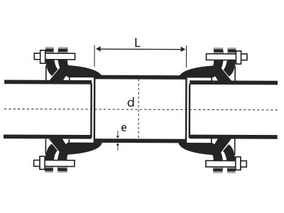 Desenho técnico Luva de Correr com Bolsa Junta Mecânica