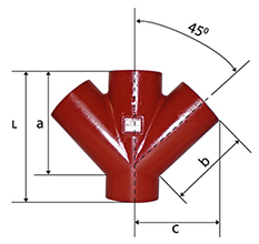 Desenho técnico Junção Dupla  de 45 SMU